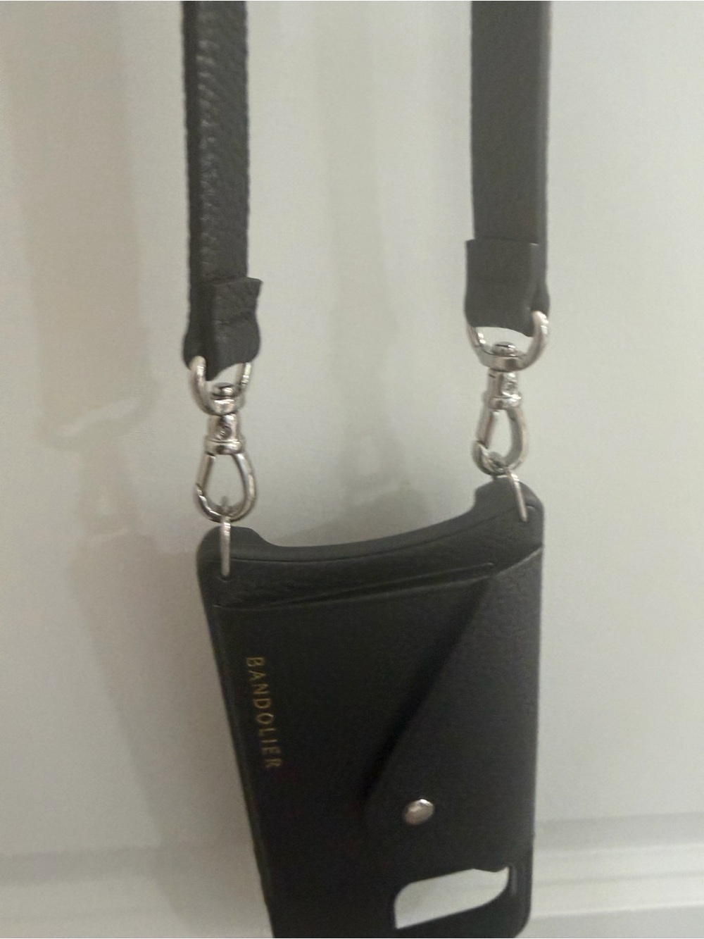 Bandolier Black Crossbody Phone Case with Gold Logo